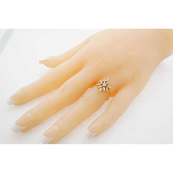 18k Estate Sale Diamond Ring 0.56ct VS1 G Yellow Gold Snow Flake Size 6.50